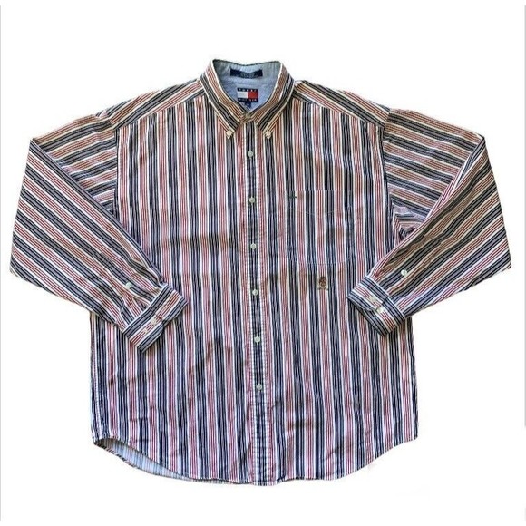 Tommy Hilfiger Other - Tommy Hilfiger Men’s Large Dress Shirt Long Sleeve Vintage Logo Button Up Casual